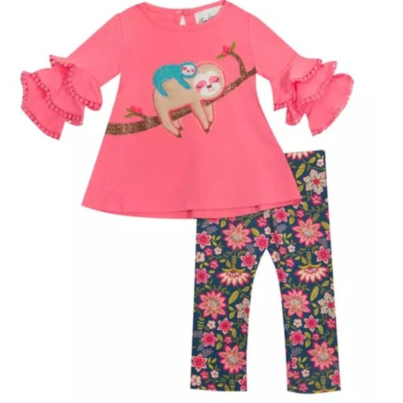'RARE EDITIONS' TOP & PANTS SLOTH OUTFIT SET - Picture 14 of 16